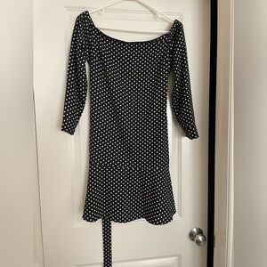 NWT express black and white polka dot dress
